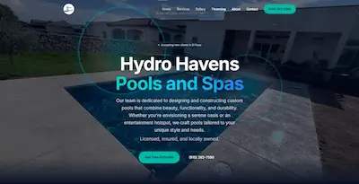 Hydro Havens Pools and Spas website